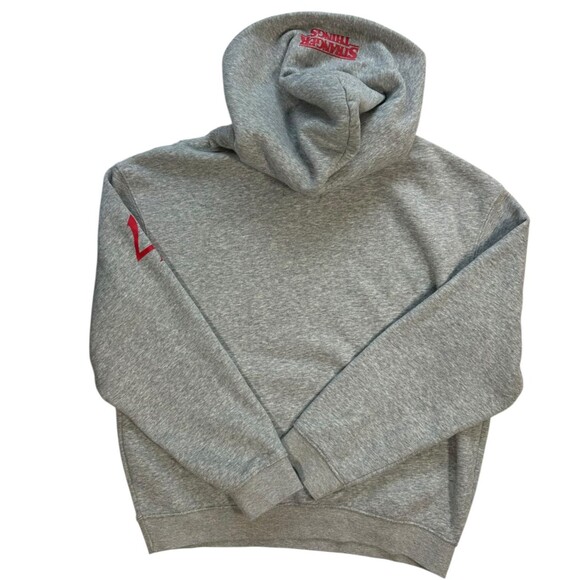 Gap x Stranger Things Adult Upside Down Gap Logo Hoodie Heather Grey Size XS - Picture 2 of 12